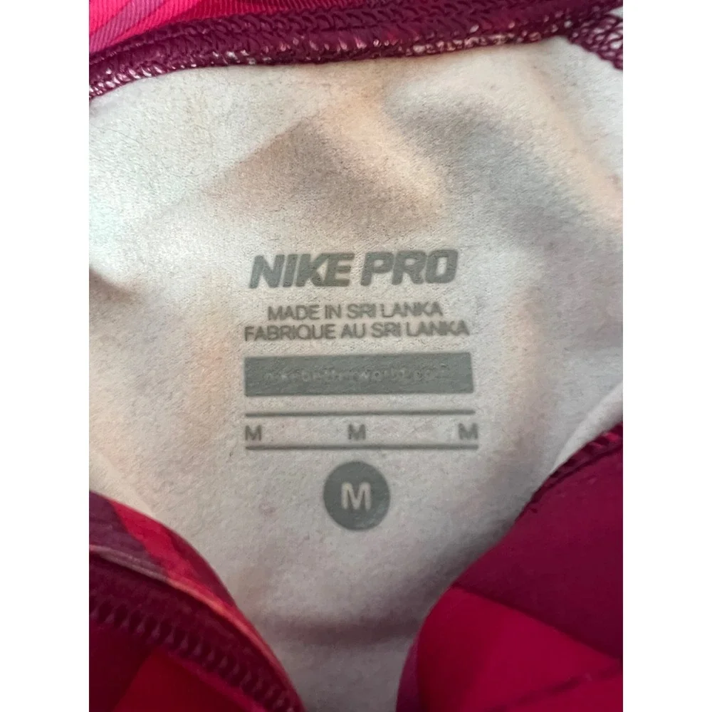 Nike Pro Dri-FIT Womens Pink Plaid 1/4 Zip Long Sleeve Training Top Size Medium